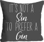 Queence Sierkussen Sin gin met een opschrift kussenovertrek zonder vulling(1 stuk) - Thumbnail 1