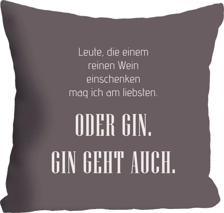 Queence Sierkussen Wijn & gin met opschrift kussenovertrek zonder vulling(1 stuk)
