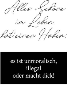 Queence Sierobject voor aan de wand Alles Schöne im Leben hat einen Haken: … Opschrift op plaatstaal