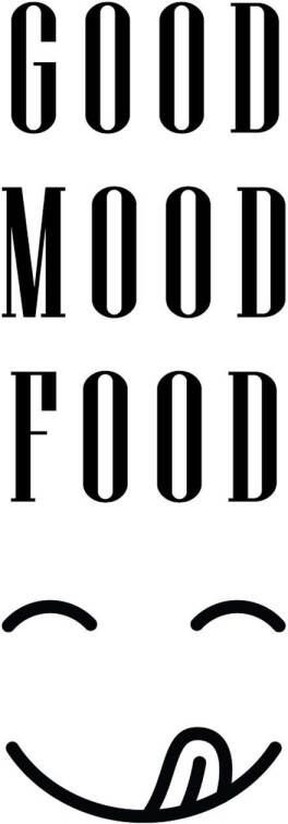 Queence Sierobject voor aan de wand GOOD MOOD FOOD Stalen bord blikken bord spreuk grappig wanddecoratie retro 20x30cm