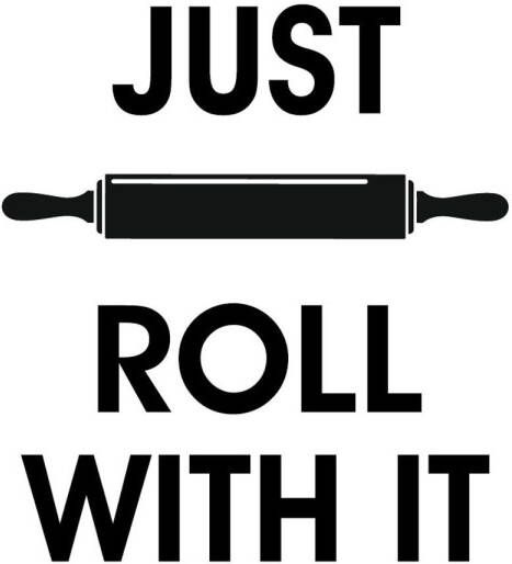 Queence Sierobject voor aan de wand JUST ROLL WITH IT Stalen bord blikken bord spreuk grappig wanddecoratie retro 20x30cm