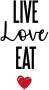Queence Sierobject voor aan de wand LIVE LOVE EAT Stalen bord blikken bord spreuk grappig wanddecoratie retro 20x30cm - Thumbnail 1