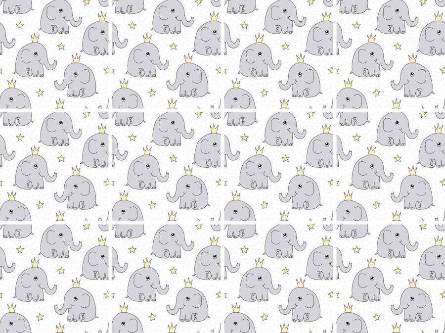 Queence Tegelsticker Olifanten Stickertegels zelfklevend stickers 12-delige set