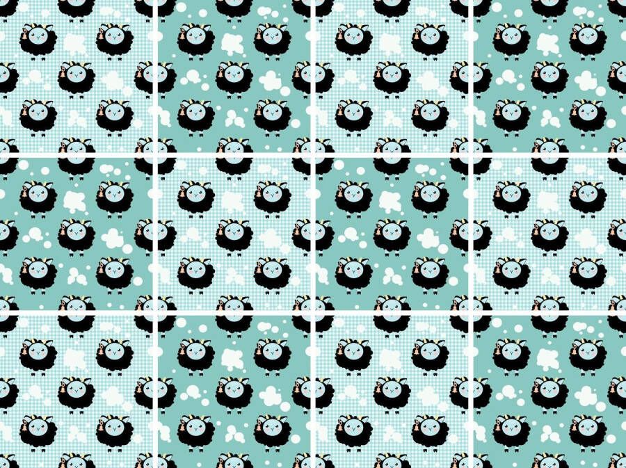 Queence Tegelsticker Schapen & stippen Stickertegels zelfklevend stickers 12-delige set