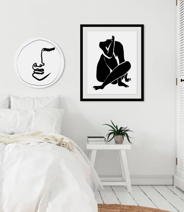 Queence Wanddecoratie Hoofdloss HD premium posterdruk incl. houten lijst (1 stuk)