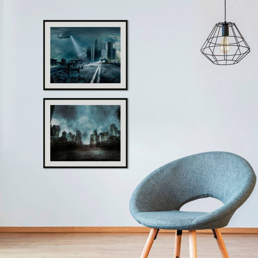 queence Wanddecoratie Apocalyps HD premium posterdruk incl. houten lijst (1 stuk)