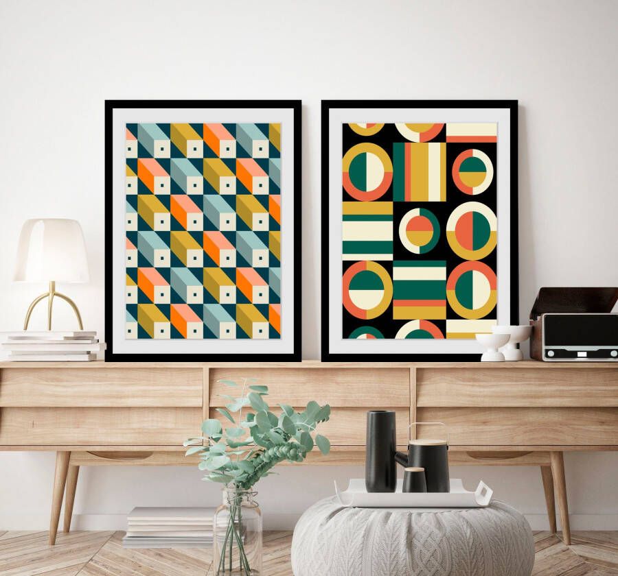 Queence Wanddecoratie Ashton HD premium posterdruk incl. houten lijst (1 stuk)
