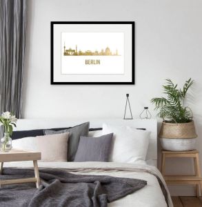Queence Wanddecoratie Berlijn Skyline GOLD (1 stuk)