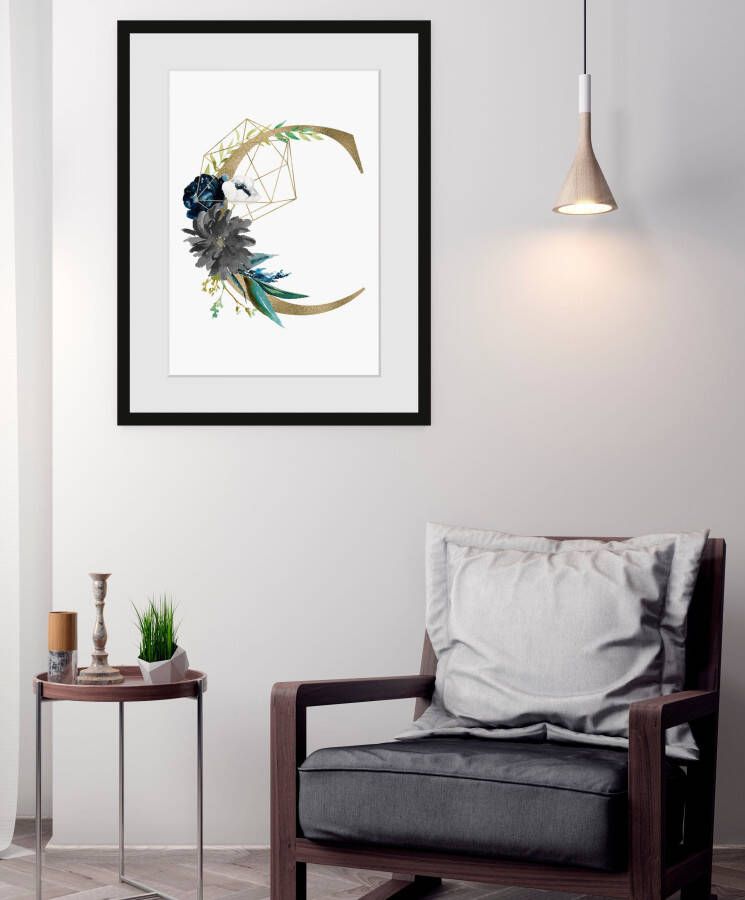 Queence Wanddecoratie Letter c HD premium posterdruk incl. houten lijst (1 stuk)