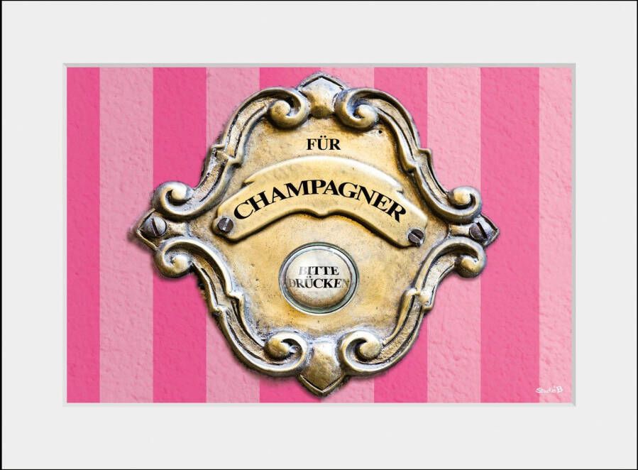 queence Wanddecoratie Champagne HD premium posterdruk incl. houten lijst (1 stuk)