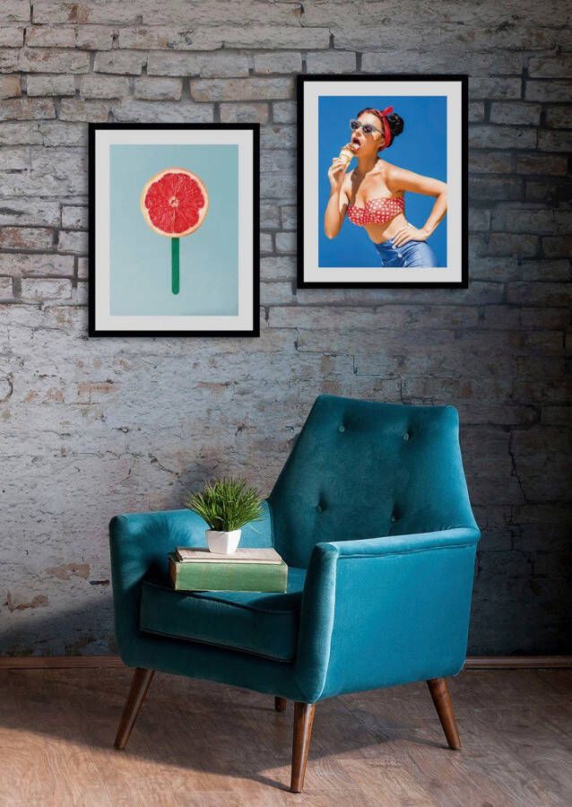 Queence Wanddecoratie Daniela HD premium posterdruk incl. houten lijst (1 stuk)