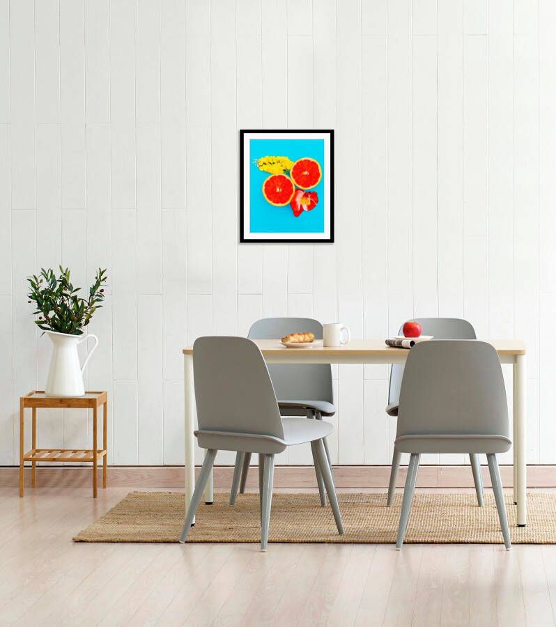 Queence Wanddecoratie Diego HD premium posterdruk incl. houten lijst (1 stuk)