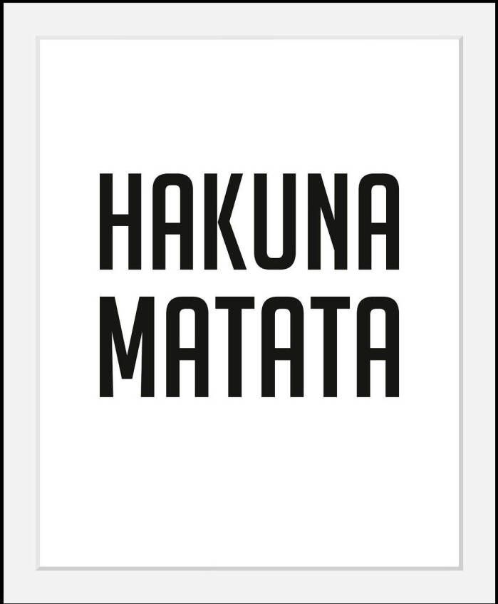 Queence Wanddecoratie Hakuna Matata HD premium posterdruk incl. houten lijst
