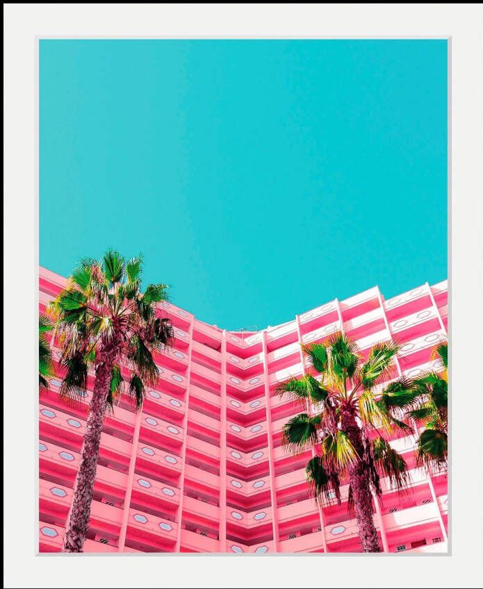 Queence Wanddecoratie Miami HD premium posterdruk incl. houten lijst