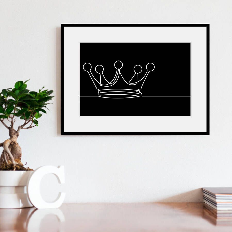 Queence Wanddecoratie King HD premium posterdruk incl. houten lijst (1 stuk)