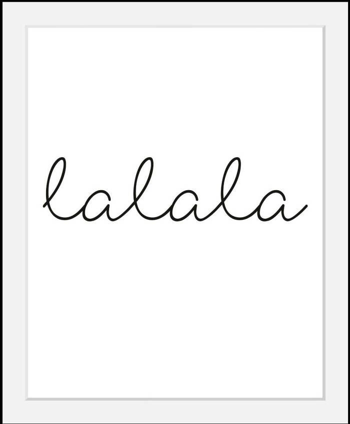 Queence Wanddecoratie Lalala HD premium posterdruk incl. houten lijst