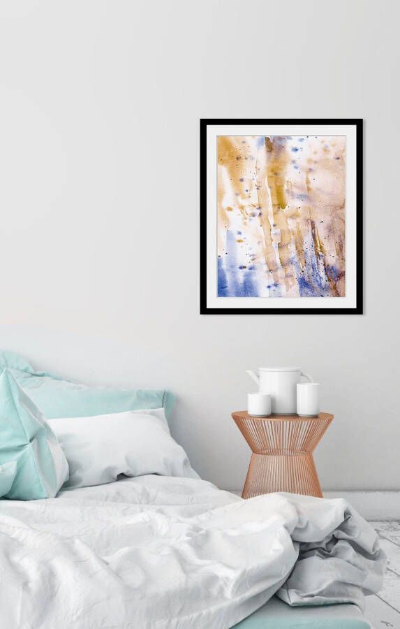 Queence Wanddecoratie Aquarelle HD premium posterdruk incl. houten lijst (1 stuk)