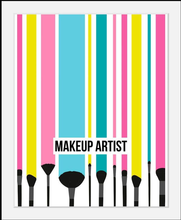 Queence Wanddecoratie Makeup Artist HD premium posterdruk incl. houten lijst