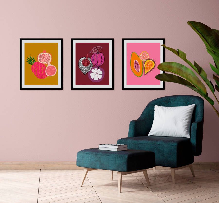 Queence Wanddecoratie Marlene HD premium posterdruk incl. houten lijst (1 stuk)