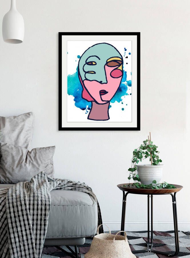 queence Wanddecoratie Marlick HD premium posterdruk incl. houten lijst (1 stuk)