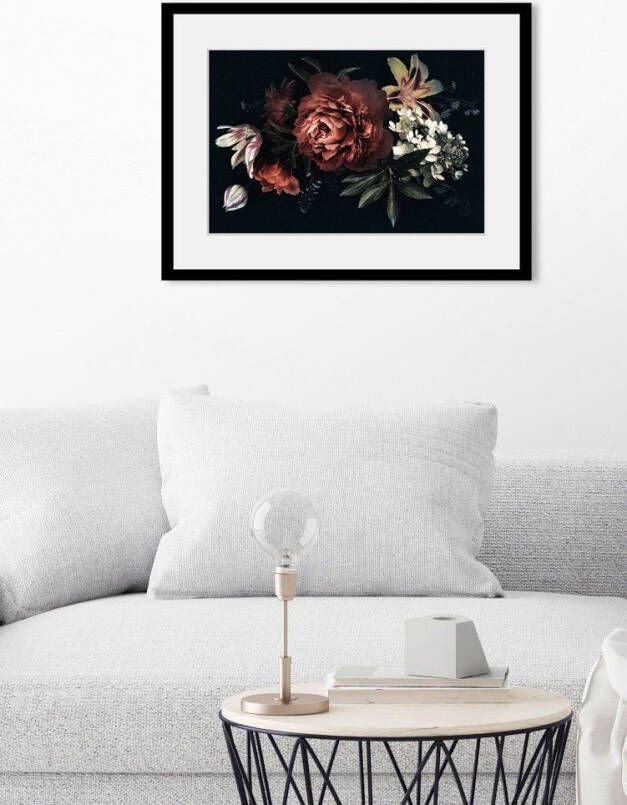 Queence Wanddecoratie Rosé HD premium posterdruk incl. houten lijst (1 stuk)