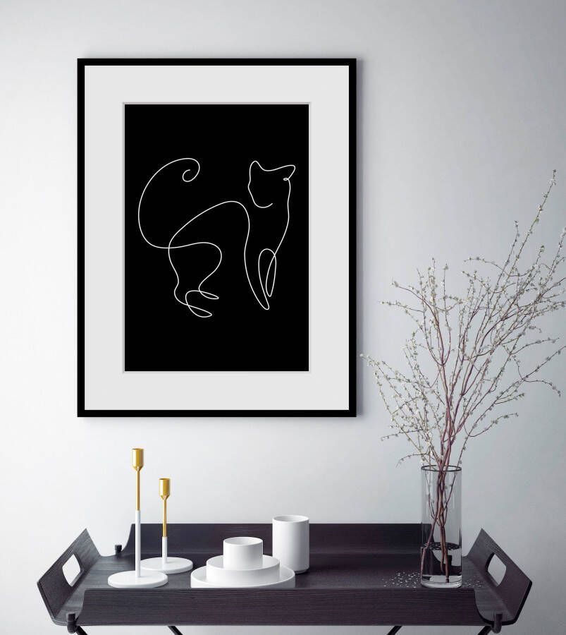 Queence Wanddecoratie Simba HD premium posterdruk incl. houten lijst (1 stuk)