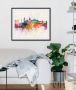 Queence Wanddecoratie Skyline Color Splash HD premium posterdruk incl. houten lijst (1 stuk) - Thumbnail 1