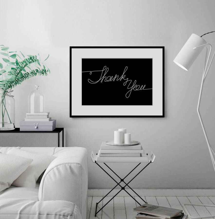 Queence Wanddecoratie Thank you HD premium posterdruk incl. houten lijst (1 stuk)