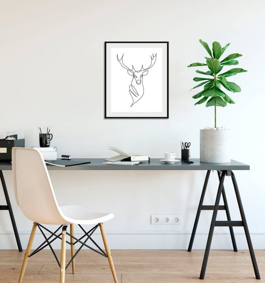 queence Wanddecoratie Walt HD premium posterdruk incl. houten lijst (1 stuk)