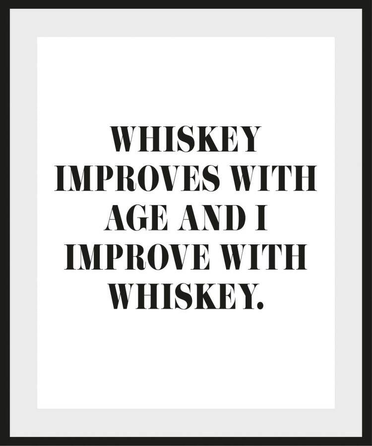 queence Wanddecoratie Whiskey HD premium posterdruk incl. houten lijst (1 stuk)