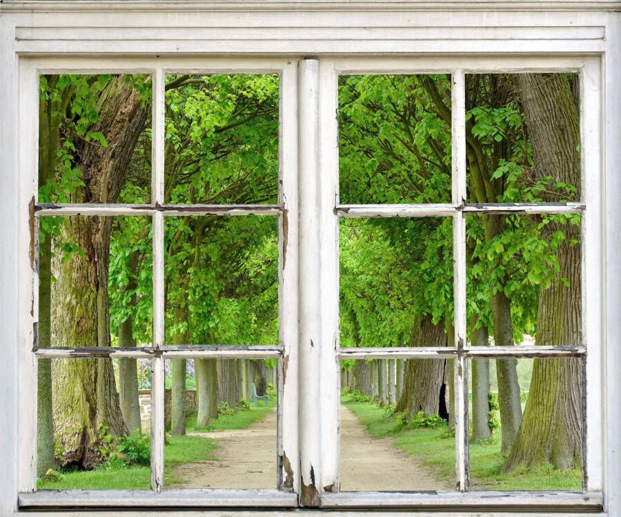 Queence Wandfolie Allee Muursticker muurdecoratie zelfklevend bomen straat pad laan