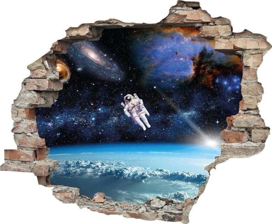 Queence Wandfolie Astronaut Muursticker muurdecoratie zelfklevend 3D muurdurchbraak (1 stuk)