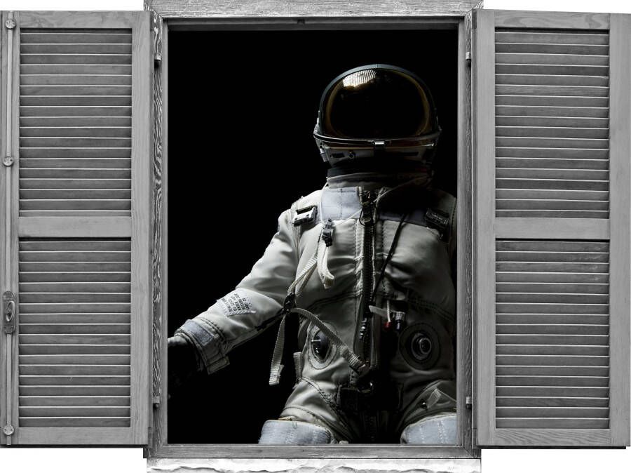 Queence Wandfolie Astronaut Muursticker muurdecoratie zelfklevend 3D raam (1 stuk)