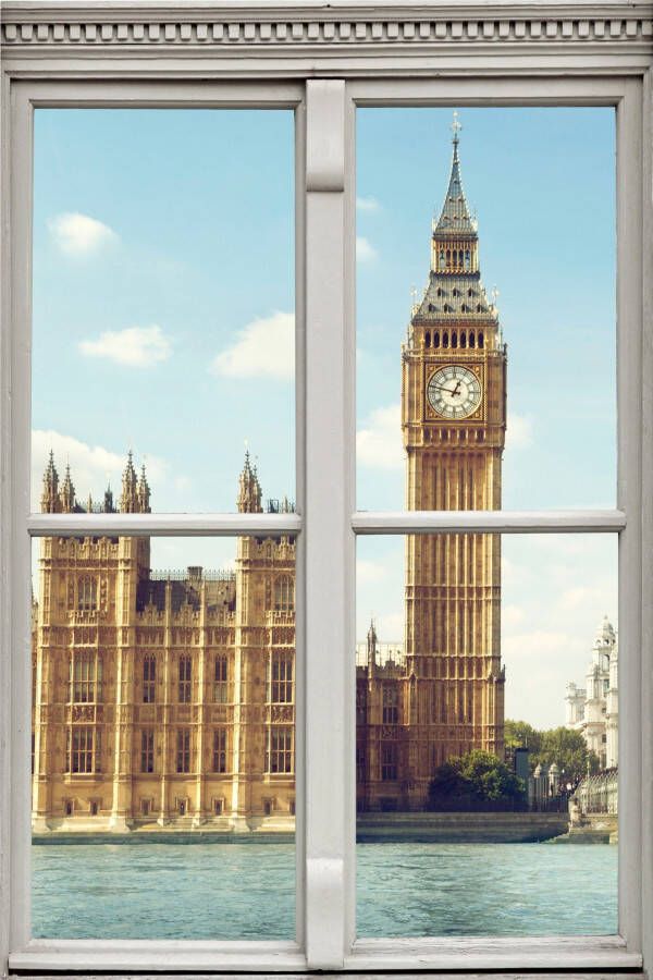 Queence Wandfolie Big Ben Muursticker muurdecoratie zelfklevend 3D raam