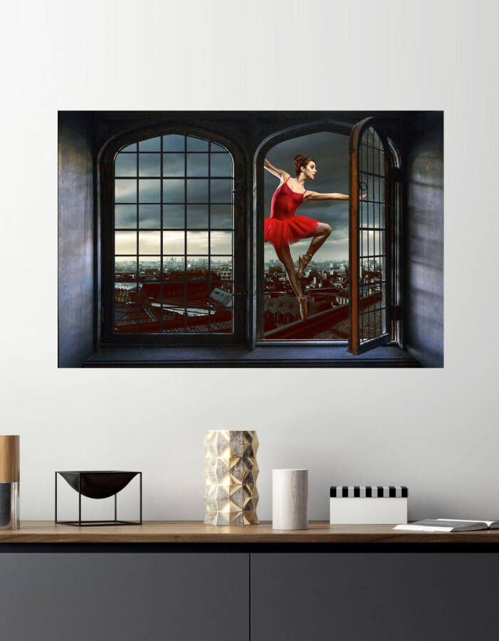 queence Wandfolie Dancing Muursticker muurdecoratie zelfklevend 3D raam