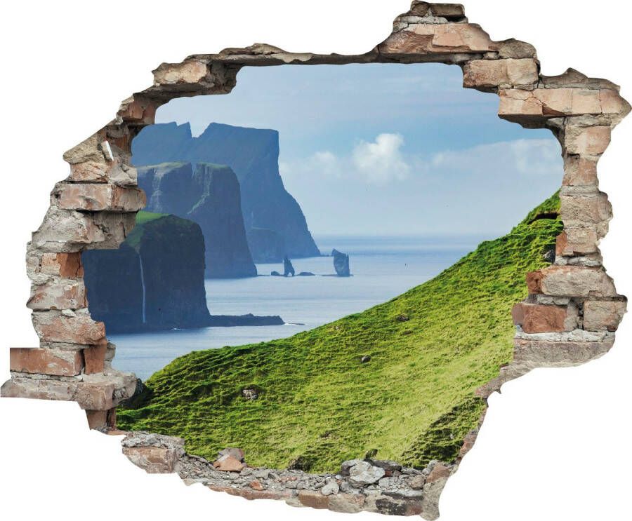 Queence Wandfolie Fjord Muursticker muurdecoratie zelfklevend 3D muurdurchbraak (1 stuk)