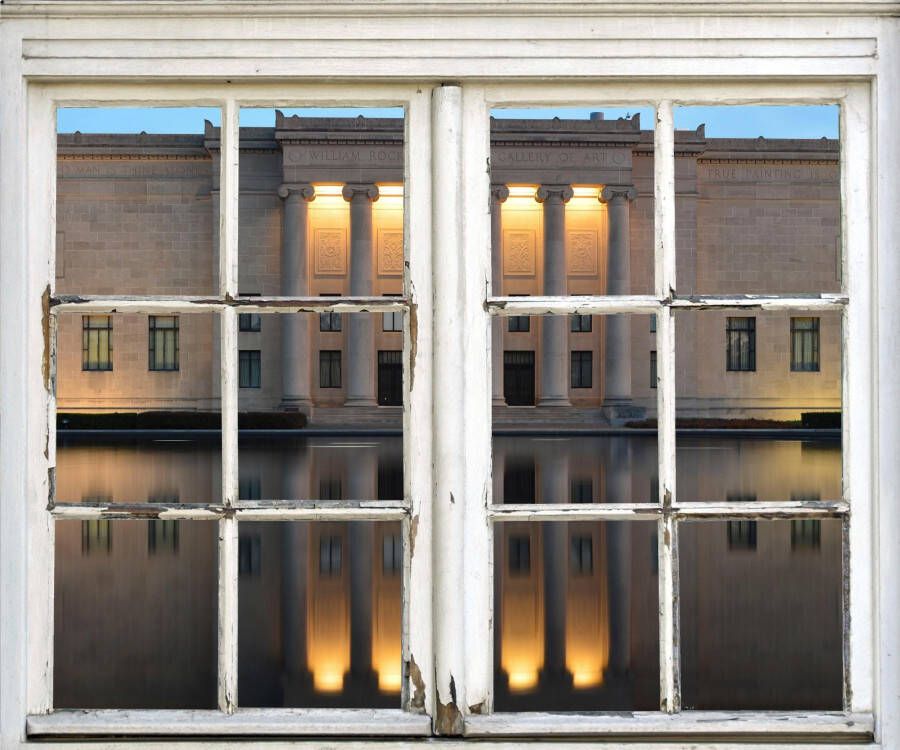 Queence Wandfolie Gebouw Muursticker muurdecoratie zelfklevend huizen stad gebouwen