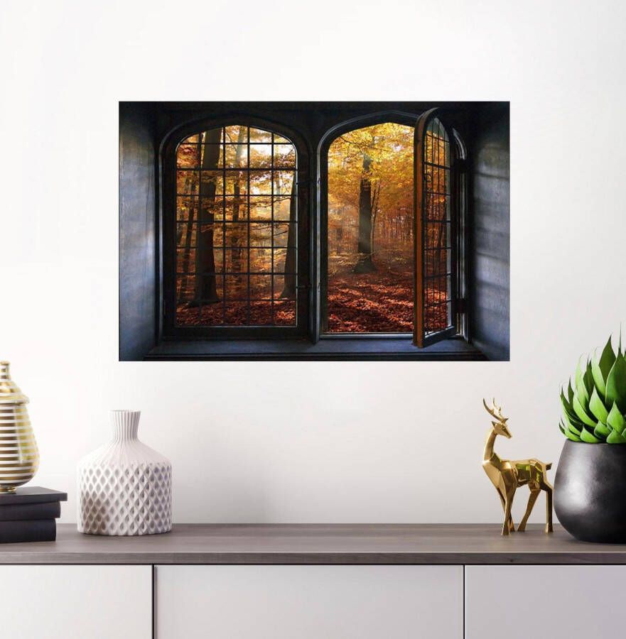 queence Wandfolie Herfstdag Muursticker muurdecoratie zelfklevend 3D raam