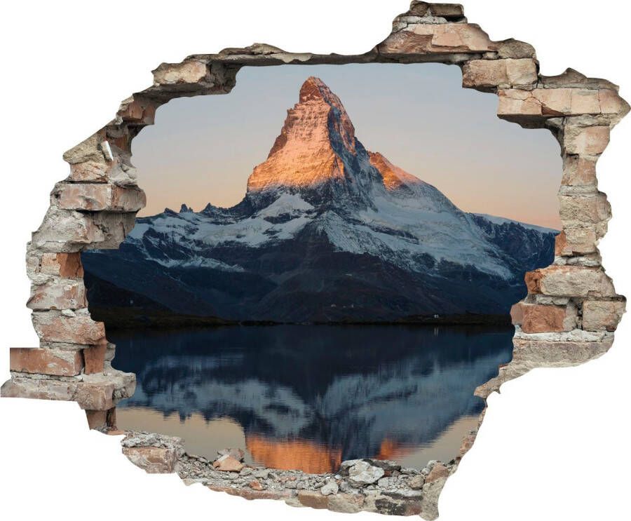 Queence Wandfolie Matterhorn Muursticker muurdecoratie zelfklevend 3D muurdurchbraak (1 stuk)