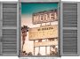 Queence Wandfolie Motel Muursticker muurdecoratie zelfklevend 3D raam (1 stuk) - Thumbnail 1