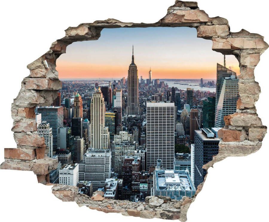 Queence Wandfolie New York Muursticker muurdecoratie zelfklevend 3D muurdurchbraak (1 stuk)