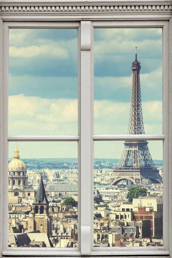 Queence Wandfolie Paris Muursticker muurdecoratie zelfklevend 3D raam