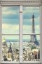 Queence Wandfolie Paris Muursticker muurdecoratie zelfklevend 3D raam - Thumbnail 1