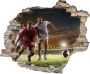 Queence Wandfolie Voetbal duel Muursticker muurdecoratie zelfklevend 3D muurdurchbraak (1 stuk) - Thumbnail 1