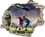 Queence Wandfolie Voetbal duel Muursticker muurdecoratie zelfklevend 3D muurdurchbraak (1 stuk) - Thumbnail 1