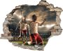 Queence Wandfolie Voetbal gejuich Muursticker muurdecoratie zelfklevend 3D muurdurchbraak (1 stuk) - Thumbnail 1