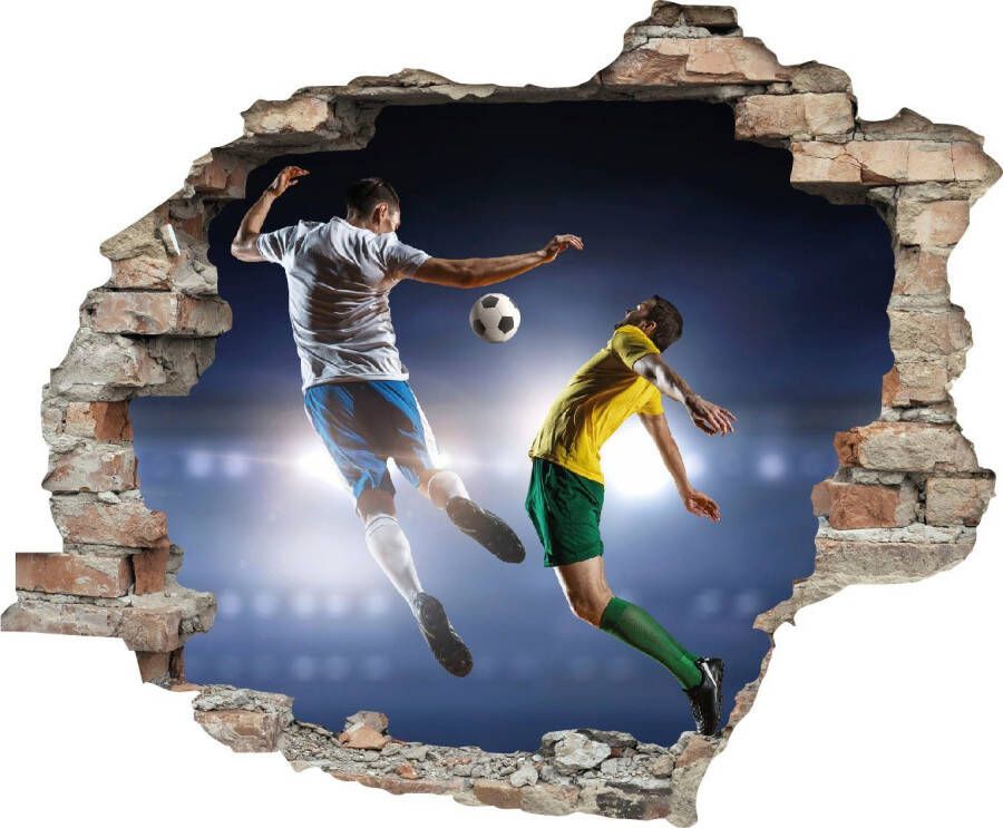 Queence Wandfolie Voetbal Muursticker muurdecoratie zelfklevend 3D muurdurchbraak (1 stuk)