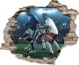 Queence Wandfolie Voetbal Muursticker muurdecoratie zelfklevend 3D muurdurchbraak (1 stuk) - Thumbnail 1