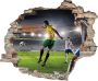 Queence Wandfolie Voetbal schot Muursticker muurdecoratie zelfklevend 3D muurdurchbraak (1 stuk) - Thumbnail 1