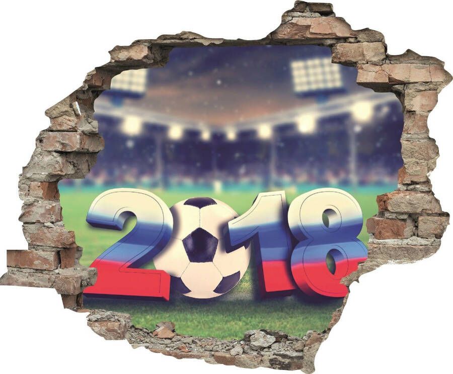 Queence Wandfolie WK voetbal 2018 Muursticker muurdecoratie zelfklevend 3D muurdurchbraak (1 stuk)